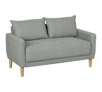 HOMCOM Divano 2 Posti in Tessuto con Braccioli e Vano Portaoggetti, 2 Cuscini Rimovibili, Divanetto 2 Posti Moderno Imbottito con Gambe in Legno per Soggiorno, Salotto o Camera da Letto, Grigio