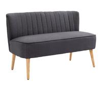 HOMCOM Divano 2 Posti in Tessuto Effetto Lino Senza Braccioli con Gambe in Legno, 117x56.5x77 cm, Grigio Scuro Aosom Italy