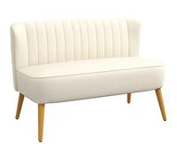 HOMCOM Divano 2 Posti in Tessuto Effetto Lino Senza Braccioli, Imbottito, Salvaspazio con Gambe in Caucciù, 117x56.5x77 cm, Crema Aosom Italy