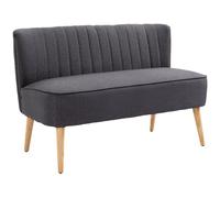 HOMCOM Divano 2 Posti in Tessuto Senza Braccioli con Cuciture, Divanetto 2 Posti Imbottito Salvaspazio Moderno con Gambe in Caucciù per Soggiorno Salotto, 117x56.5x77 cm, Grigio Scuro