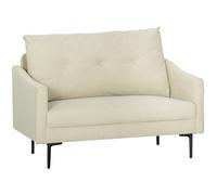 HOMCOM Divano 2 Posti in Velluto con Schienale Cuscino Trapuntato a Bottoni Rimovibile, Divanetto 2 Posti Imbottito Salvaspazio Moderno con Gambe in Metallo per Soggiorno Salotto, 124x73x92 cm, Crema