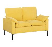 HOMCOM Divano 2 Posti Moderno con Cuscini e Rivestimento in Spugna Giallo