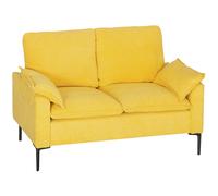 HOMCOM Divano 2 Posti con Cuscini e Rivestimento in Spugna, 130x77x84 cm Giallo