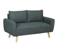 HOMCOM Divano 2 Posti Moderno in Tessuto con Braccioli, Imbottitura Spessa e Cuscini Rimovibili, Divanetto 2 Posti con Gambe in Legno per Soggiorno, Salotto, Casa e Ufficio, 145x75x78 cm, Grigio