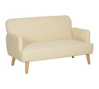 HOMCOM Divano Moderno 2 Posti Effetto Velluto con Imbottitura Spessa Crema