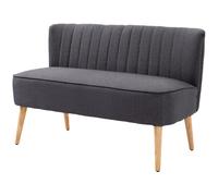 HOMCOM Divano 2 Posti in Tessuto Senza Braccioli con Cuciture, Divanetto 2 Posti Imbottito Salvaspazio Moderno con Gambe in Caucciù per Soggiorno Salotto, 117x56.5x77 cm, Grigio Scuro