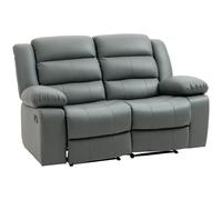 HOMCOM Divano 2 Posti Reclinabile di 135° e Imbottito con Schienale Diviso e Poggiapiedi Incluso, in Pelle PVC e Acciaio, 168x93x102 cm, Grigio Aosom