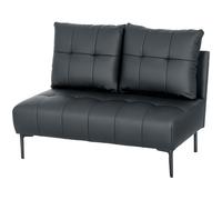 HOMCOM Divano 2 Posti Senza Braccioli in Finta Pelle Trapuntato a Bottoni Nero