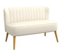 HOMCOM Divano 2 Posti Senza Braccioli in Lino 117x56.5x77cm Crema