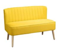 HOMCOM Divano 2 Posti Senza Braccioli in Lino 117x56.5x77cm Giallo