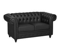 HOMCOM Divano 2 Posti Stile Chesterfield Trapuntato in Finta Pelle, Nero