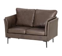 HOMCOM Divano 2 Posti Tessuto Effetto Pelle Traspirante Gambe Metallo Marrone