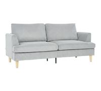 HOMCOM Divano 3 posti, divano con braccioli imbottito con rivestimento a coste per soggiorno Grigio chiaro Aosom Italy