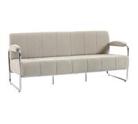 HOMCOM Divano 3 Posti Imbottito in Ciniglia con Doppie Cuciture, Divanetto da Salotto Moderno con Braccioli e Gambe in Acciaio, per Soggiorno, Ufficio e Camera da Letto, 174x75x76 cm, Beige