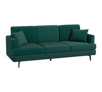 HOMCOM Divano 3 Posti in Tessuto con 2 Cuscini e Imbottitura Spessa, Arredamento Moderno per Salotto e Soggiorno, 229x88x88cm, Verde
