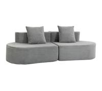 HOMCOM Divano 3 Posti Modulare 245 cm Senza Struttura, Grigio Chiaro | Seduta Ampia Profonda, Imbottitura Spessa, 2 Cuscini, Sofà Compresso Moderno in Velluto a Coste per Salotto e Soggiorno