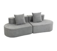 HOMCOM Divano 3 Posti Modulare, Seduta Ampia e Profonda, con Molle Insacchettate, in Velluto a Coste, Grigio Chiaro Aosom Italy