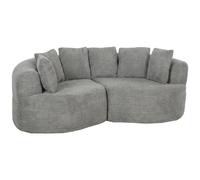 HOMCOM Divano 3 Posti Senza Struttura con Seduta Ampia, 6 Cuscini, Design Curvo, in Ciniglia, Grigio Chiaro Aosom Italy