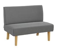 HOMCOM Divano a 2 posti, effetto velluto a coste, gambe in legno, divano imbottito, divano doppio per camera da letto, soggiorno, 110 x 62 x 85 cm, grigio