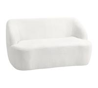 HOMCOM Divano a 2 posti imbottito in pelle scamosciata divano da soggiorno da 142 cm con design curvo imbottito spesso non richiede montaggio per camera da letto, soggiorno, ufficio, crema