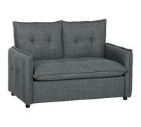 HOMCOM Divano a 2 posti, moderno da 131 cm, con seduta imbottita, cuscini a molla, schienale spesso e design imbottito, tessuto di lino, per camera da letto, appartamento, piccolo spazio, grigio scuro