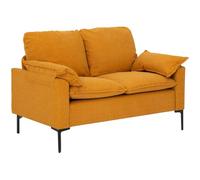 HOMCOM Divano A 2 Posti Rivestito In Velluto Moderno Con Gambe In Metallo Braccioli Imbottiti Per Soggiorno Camera Da Letto Ufficio 130 X 77 X 84 Cm Giallo