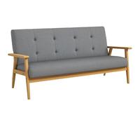 HOMCOM Divano a 3 posti 154,5, divano scandinavo con schienale imbottito, seduta imbottita e braccioli, gambe in legno di albero della gomma, per soggiorno, camera da letto, piccolo spazio, grigio