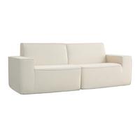 HOMCOM Divano a 3 posti in velluto a coste 230 cm, divano moderno con seduta e braccioli imbottiti, non richiede montaggio, per soggiorno, camera da letto, ufficio, beige