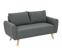 HOMCOM Divano a Due Posti, Divano in Tessuto, 2 Cuscini per lo Schienale, Rivestimento in Velluto, 145 x 75 x 78 cm, Antracite