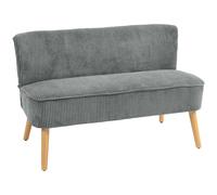 HOMCOM Divano a Due Posti Imbottito in Legno, Tessuto Effetto Velluto, Schiuma, 117 x 56,5 x 77 cm, Grigio