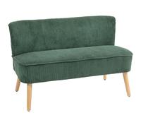 HOMCOM Divano a Due Posti Imbottito, Legno, Tessuto in Poliestere Vellutato, Schiuma, 117 x 56,5 x 77 cm, Verde