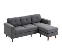 HOMCOM Divano Angolare 3 posti a forma di L con Chaise Longue Reversibile e Effetto Velluto a Coste, 192x137x84 cm, Grigio scuro Aosom Italy