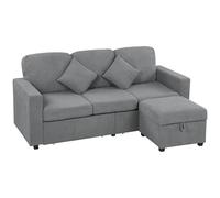 HOMCOM Divano Angolare 3 Posti Modulare 196x139x85 cm Grigio Chiaro