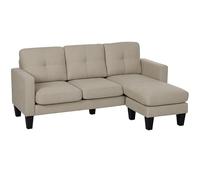 HOMCOM Divano angolare a 3 posti, reversibile a destra o sinistra, soggiorno, grande comfort, schienale imbottito, beige