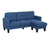 HOMCOM Divano angolare a 3 posti, reversibile a destra o sinistra, soggiorno, grande comfort, schienale imbottito, blu
