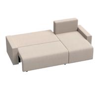 HOMCOM Divano Angolare con Funzione Letto e Chaise Longue Reversibile, Divano 3 Posti a Forma di L in Effetto Pelle Scamosciata Sintetica, Beige Aosom Italy