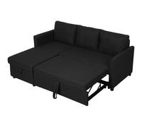 HOMCOM Divano Angolare Effetto Lino con Chaise Longue Portaoggetti Grigio