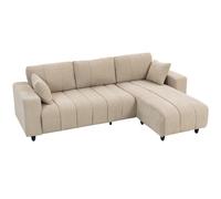 HOMCOM Divano angolare reversibile, divano 3 posti con penisola, 2 cuscini, struttura in acciaio, 242x156x87cm, beige Aosom Italy