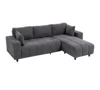 HOMCOM Divano Componibile 241cm Grigio Carbone | Seduta integrata, divano a 3 posti, divano a L, cuscino a molle, 2 cuscini, telaio in acciaio, soggiorno