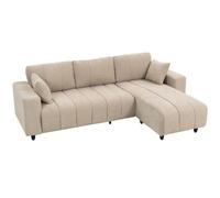 HOMCOM Divano componibile modulare, chaise longue, 241 cm, grande, beige | Seduta integrata, divano a 3 posti, divano a L, cuscino a molle, 2 cuscini, telaio in acciaio, soggiorno