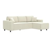 HOMCOM Divano con Penisola a 3 Posti in Tessuto Effetto Velluto, Schiuma e Nylon, 241x153x83 cm, Bianco Crema Aosom Italy
