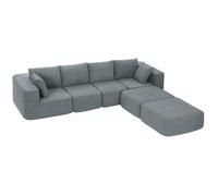 HOMCOM Divano da Salotto ad Angolo Effetto Velluto Grigio Scuro 294x165x70 cm