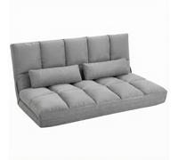 HOMCOM Divano da Terra Pieghevole a Lettino, Schienale Reclinabile su 7 Livelli e Cuscini, 130x73x60cm Grigio Chiaro Aosom