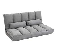 HOMCOM Divano da Terra Pieghevole a Lettino, Schienale Reclinabile su 7 Livelli e Cuscini, Divano Moderno per TV, Giochi, Lettura, Yoga, Ufficio, 130x73x60 cm, Grigio Chiaro