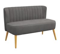 HOMCOM Divano dal Design Retro a due posti, Gambe in Legno, 117 cm x 56,5 cm x 77 cm, Grigio Scuro