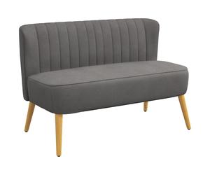 HOMCOM Divano dal Design Retro a due posti, Gambe in Legno, 117 cm x 56,5 cm x 77 cm, Grigio Scuro