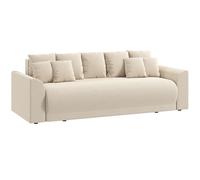 HOMCOM Divano Letto 190x150 cm 3 Posti con Funzione Letto, Cuscini, Vano Portaoggetti, Effetto Velluto a Coste per Soggiorno, Beige Aosom Italy
