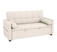 HOMCOM Divano letto 2 posti 3 in 1 divano-letto con letto estraibile doppio schienale regolabile 2 cuscini 80,5x137,5x84cm beige Aosom Italy