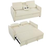 HOMCOM Divano Letto 2 Posti 3 in 1 in Ciniglia Clic Clac Estraibile Beige