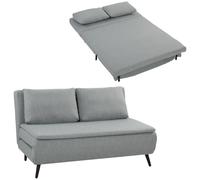 HOMCOM Divano Letto 2 Posti 3 in 1, Reclinabile 3 Livelli, Grigio Chiaro | Tessuto Effetto Lino, Divano Letto Salvaspazio, Cuscini, Seduta Imbottita, Struttura Eucalipto, Soggiorno